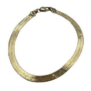 Vintage “Gold Shield “Wide herringbone flat bracelet.